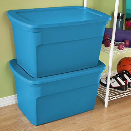 Sterilite 30 Gallon Plastic Storage Tote, Green 