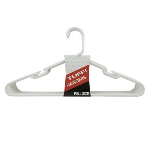 TUFF! White Plastic Clothes Hangers, 6pack