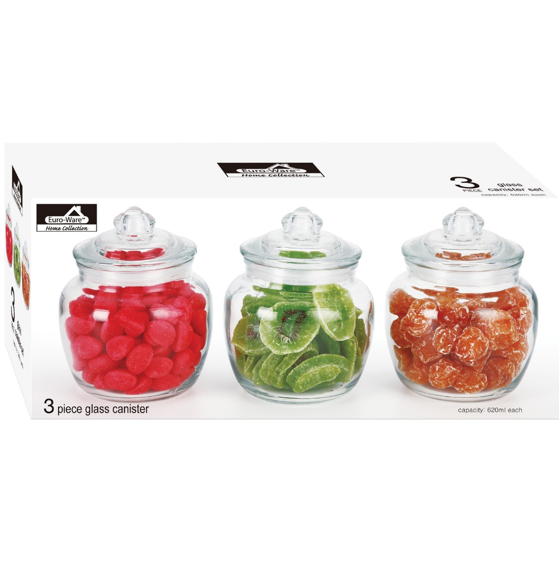 Honey-Can-Do 3-Piece Canister Set - Red